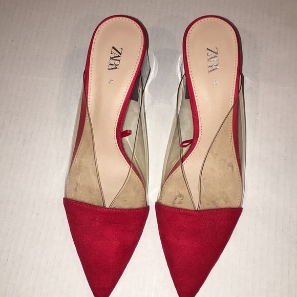 Zara Red Heeled Slipper Shoes | Size 39 / US size 9 - Picture 7 of 7